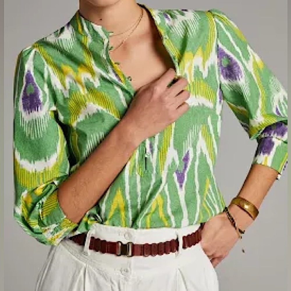 NWT Anthropologie Sharona Henley Blouse Size S